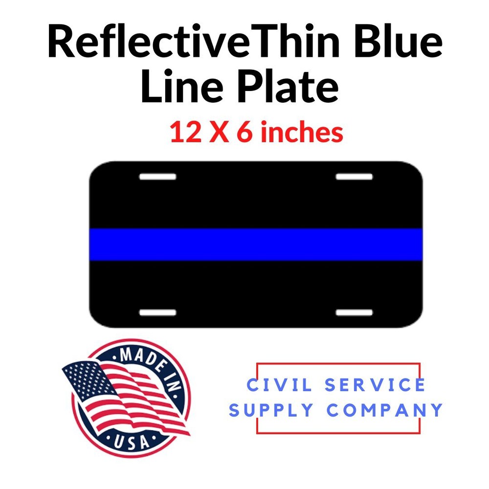 Thin Blue Line Plate Tag and Frame Kit - Thin Blue Line License Plate Reflective