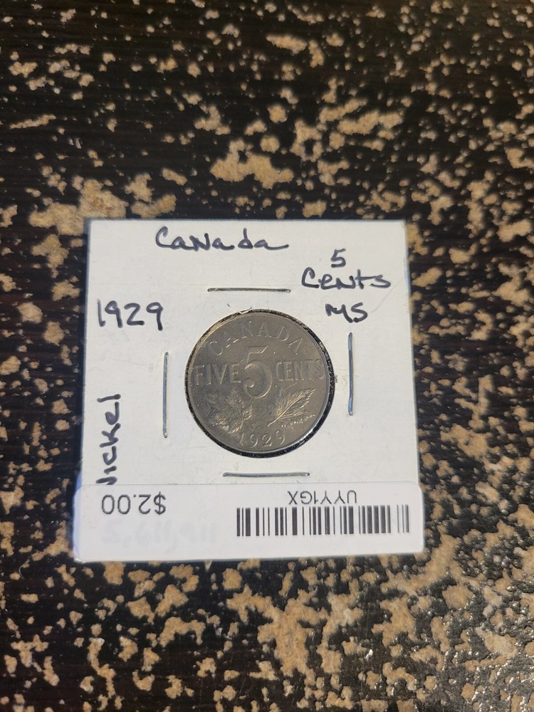 1929 - Canada ~ 5 Cents - NICKEL - King George V