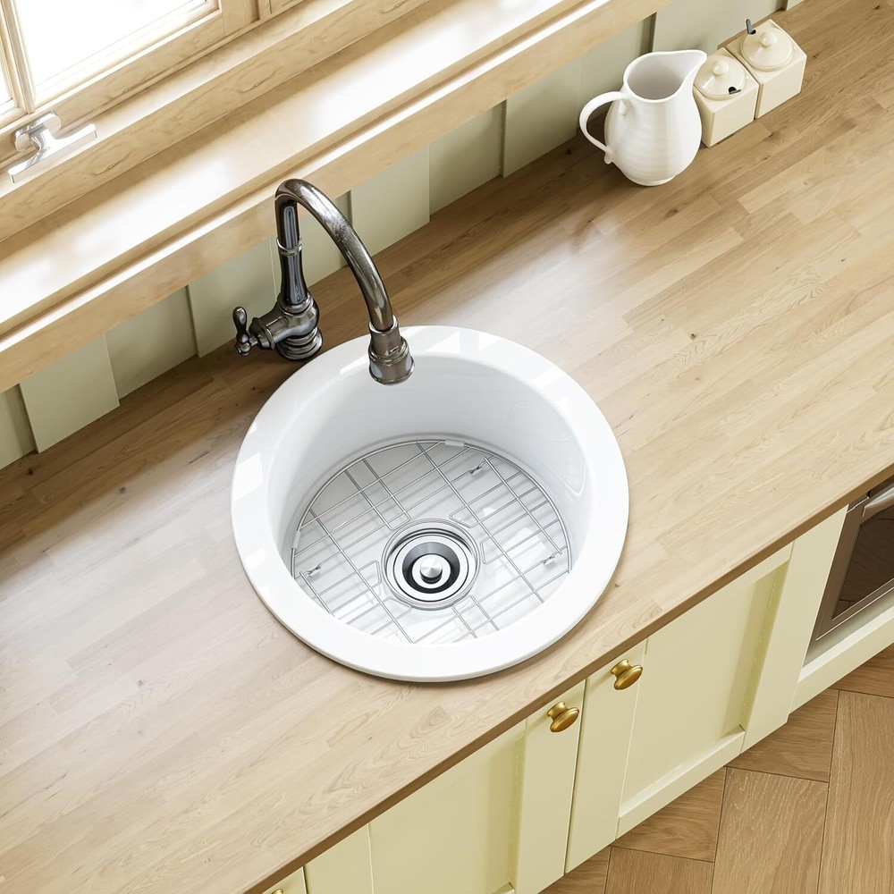 Fireclay Undermount/Drop-in Topmount Kitchen Sink Single Bowl - White