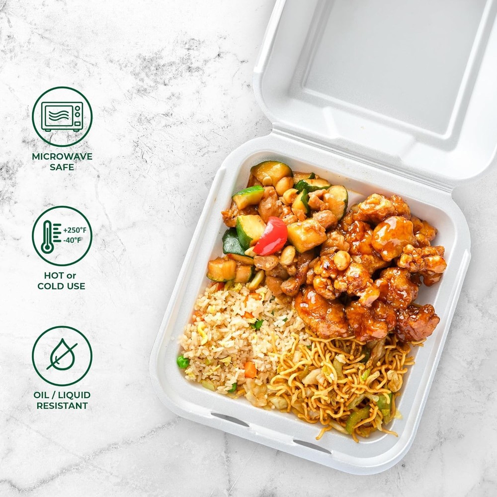Compostable Shell-Shaped Food Container - 8“ x 8” 50-Piece Pack