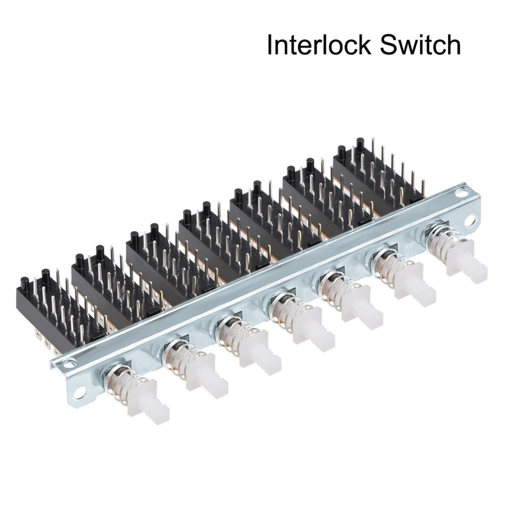 Interlock Push Button Switch Piano Type 4PDT 12 Pin 7 Row