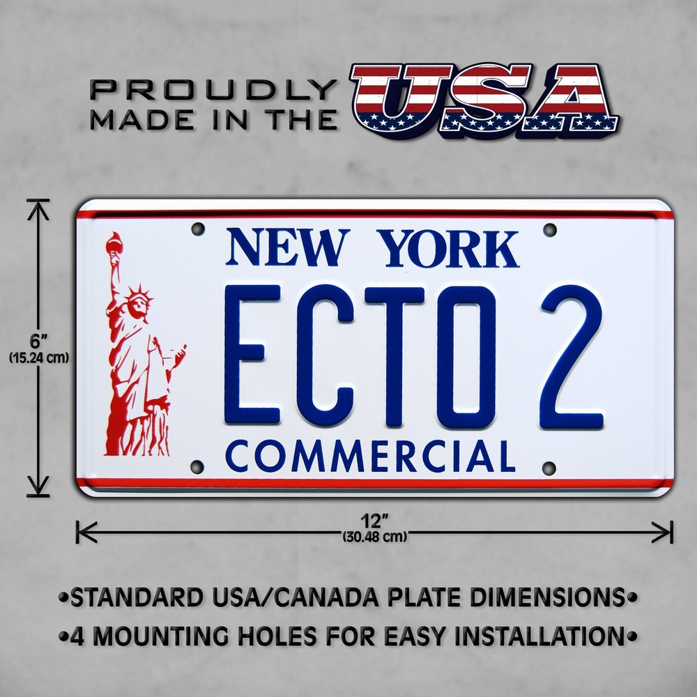 Ghostbusters 2 | Ectomobile | ECTO 2 | Metal Stamped Replica Prop License Plate