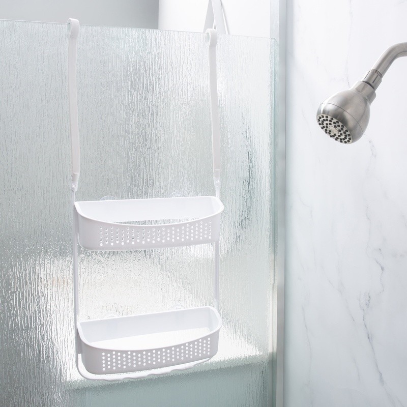 Convertible Shower Caddy Two Tier Organizer Rust Resistant W/ Accessory Hooks US