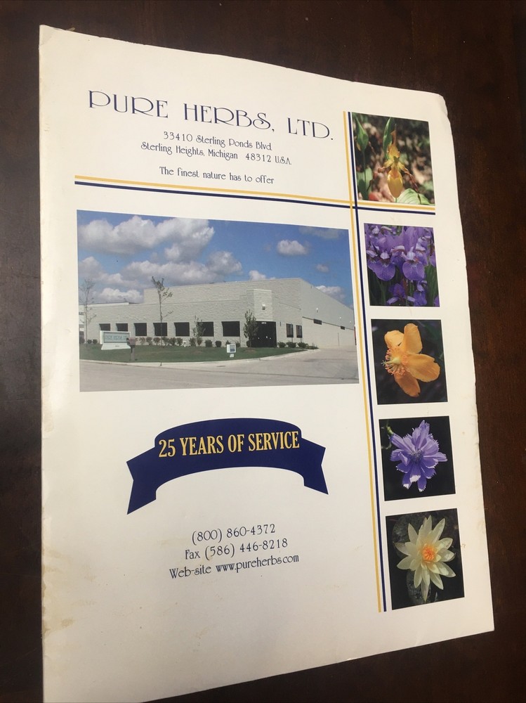 Pure Herbs, LTD distributor pamphlet