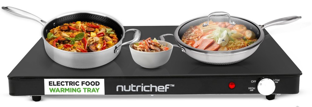 NutriChef Electric Warming Tray - Black