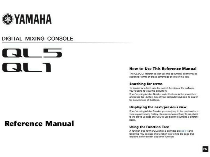 Yamaha QL1 QL5 Digital Mixing Console OWNER'S MANUAL and REFERENCE MANUAL