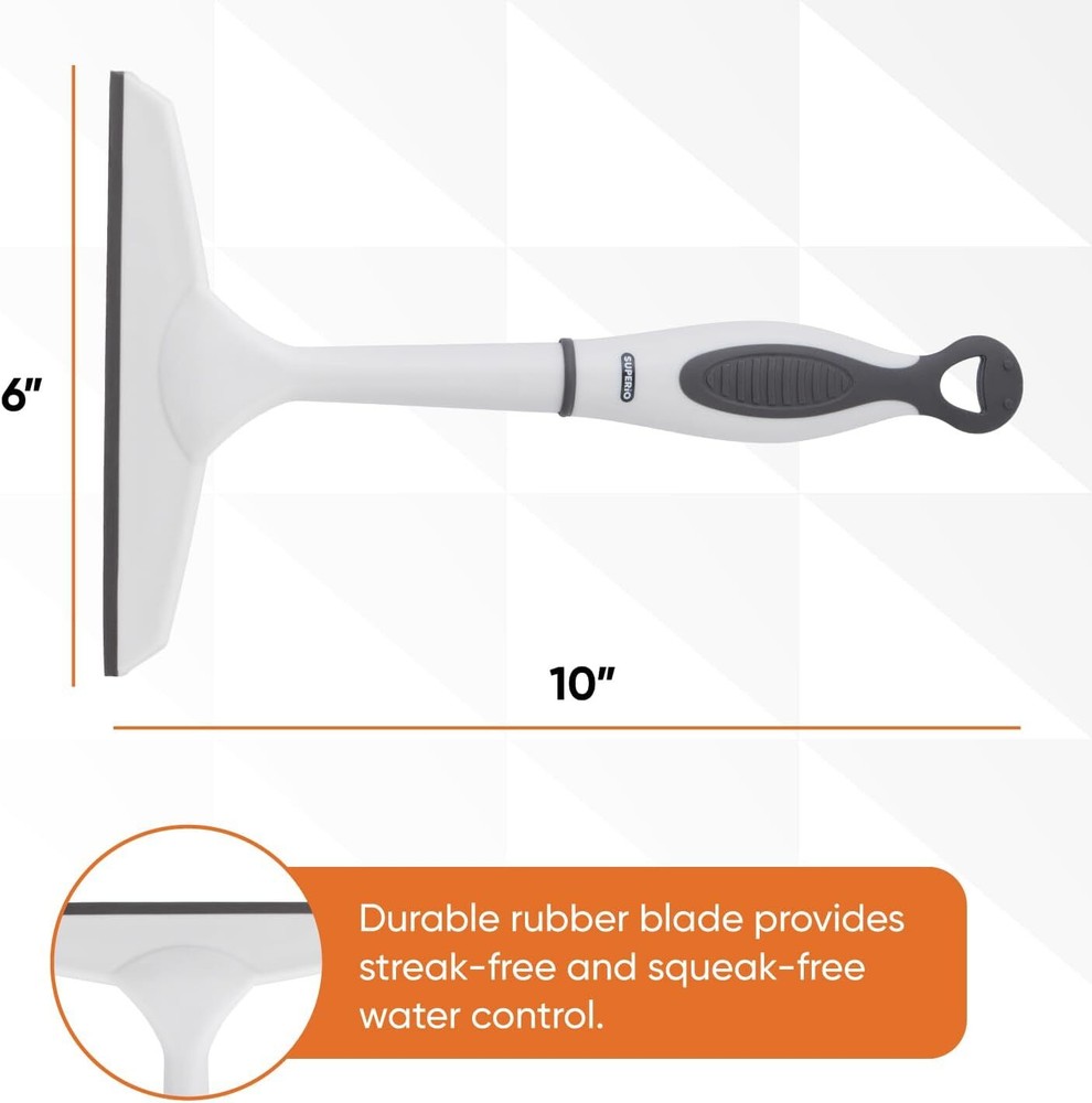 Superio 6" Window Rubber Squeegee with Hanging Loop, Grey