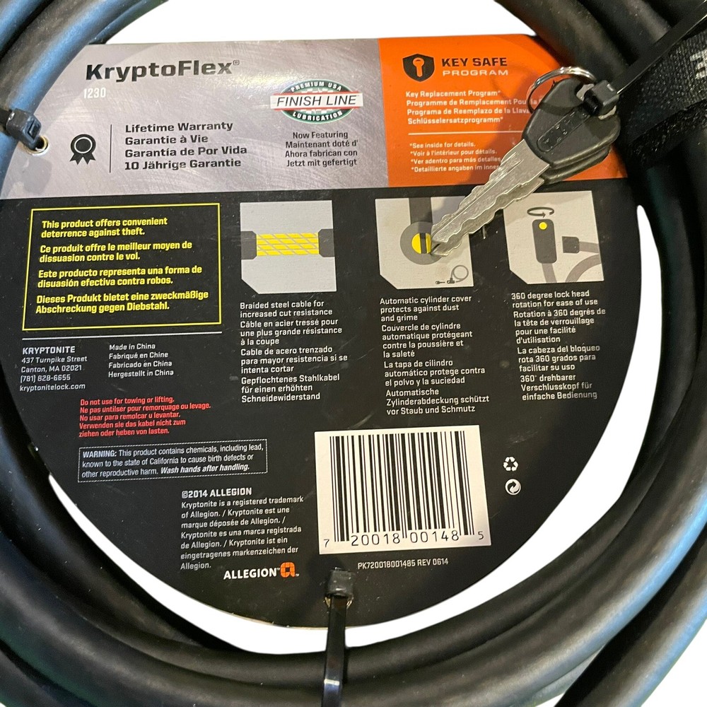 Kryptonite Kryptoflex 1230 Key Cable Bicycle Lock NEW