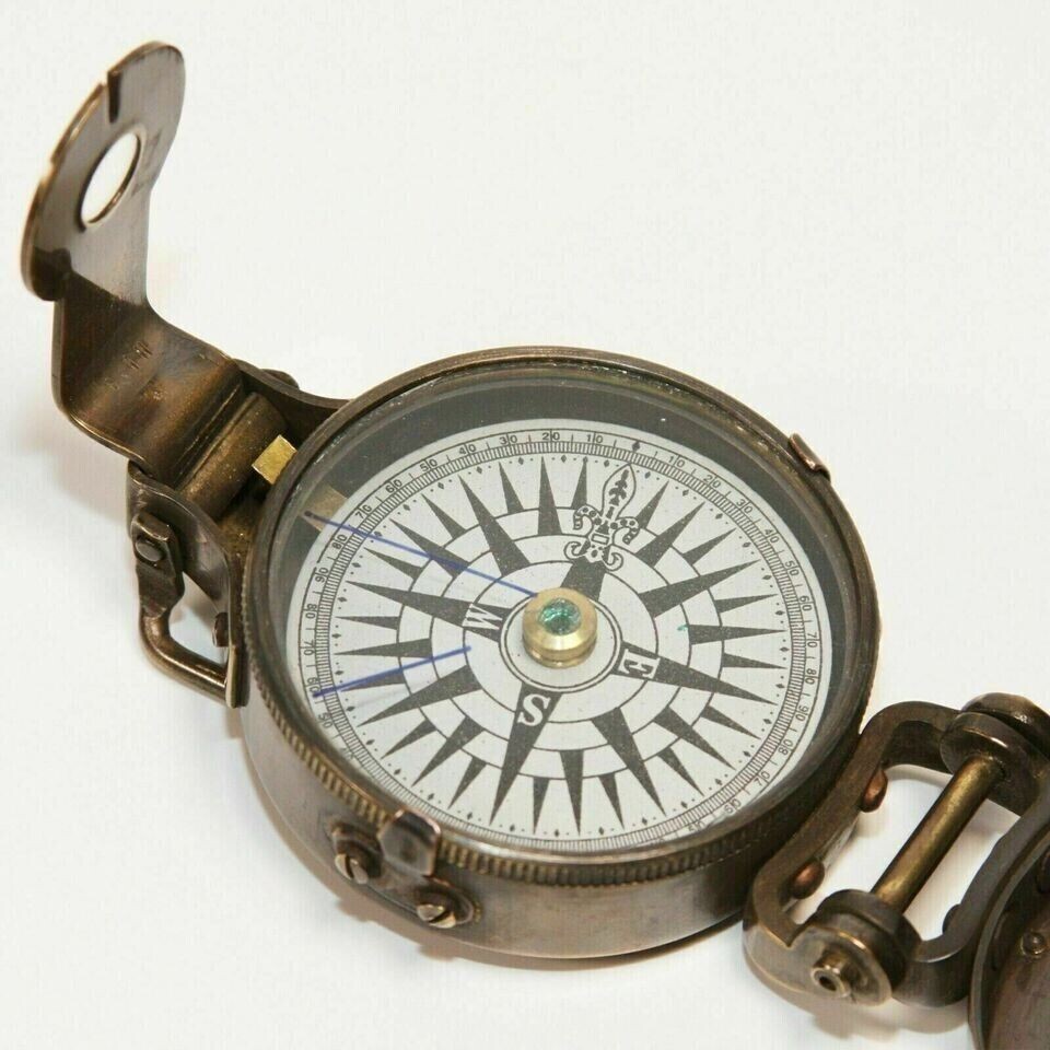 Pocket Compass Nautical Compass Solid Brass Vintage WWII Military