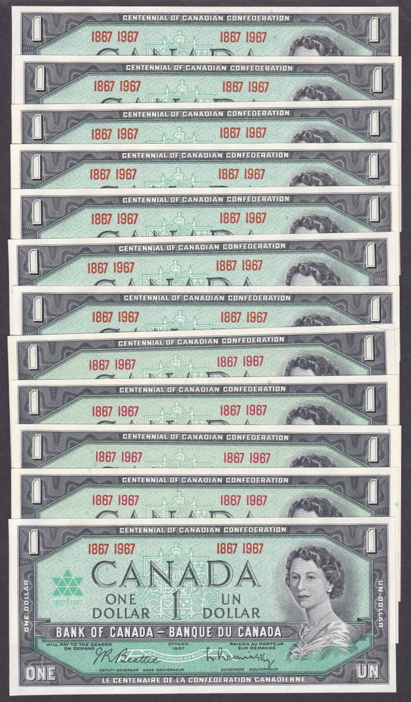 [UNC 12 Notes] 1967 Canada 1 Dollar P-84a [014-2]