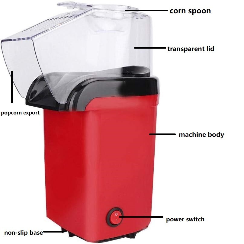 Popcorn Maker 1200W Mini Household Kitchen Electric ABS Popcorn Maker Machine