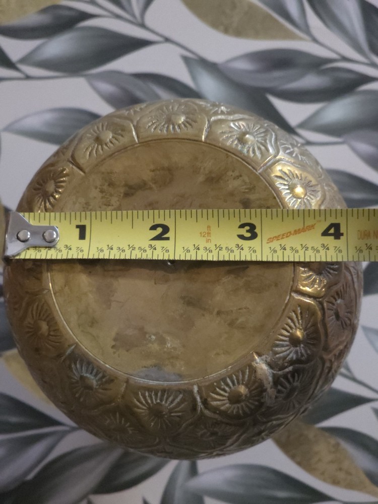 Ornate Heavy Solid Brass Pineapple Pattern Vessel/Urn, Made in India
