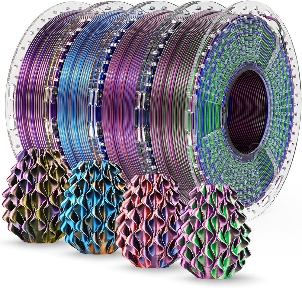 SUNLU Silk PLA+ Filament 1.75mm Multicolor , Silky Glossy PLA Plus 3D Printer...