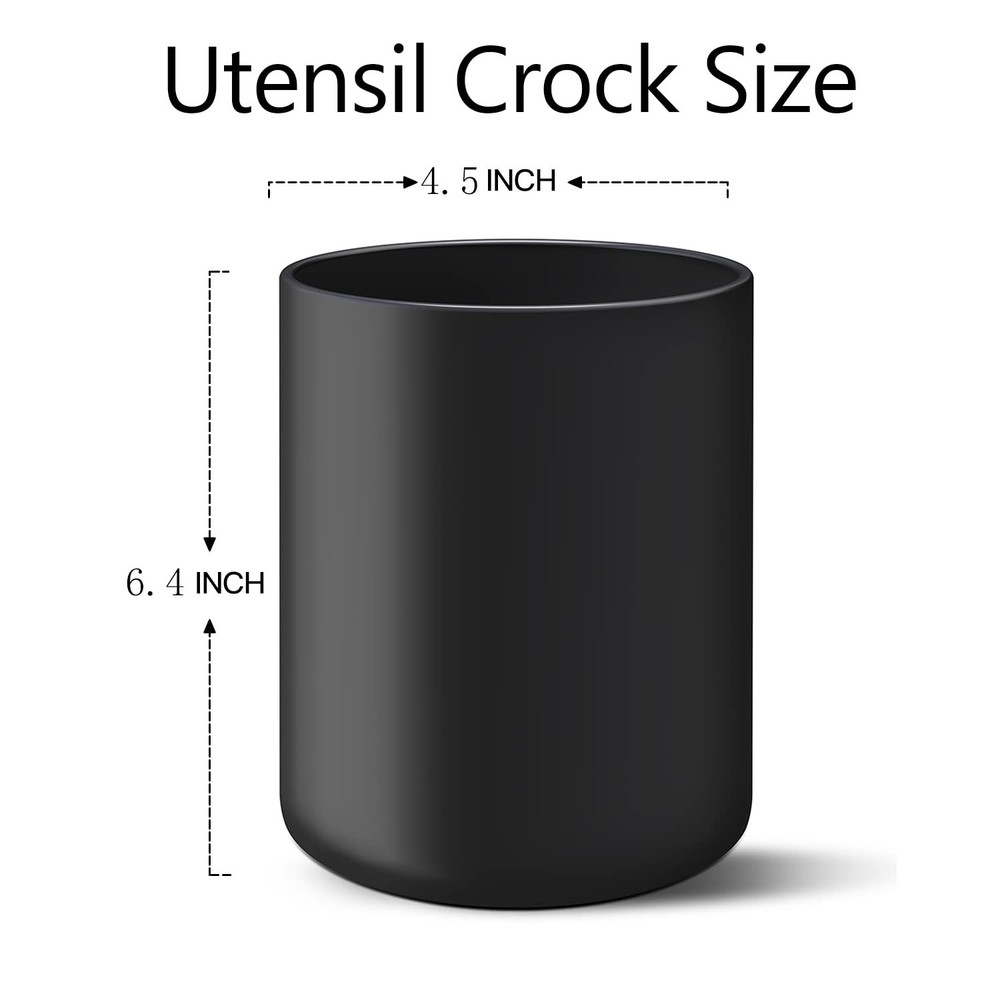 Matte Black Utensil Holder for Kitchen Counter, Ceramic Kitchen Utensils Hold...