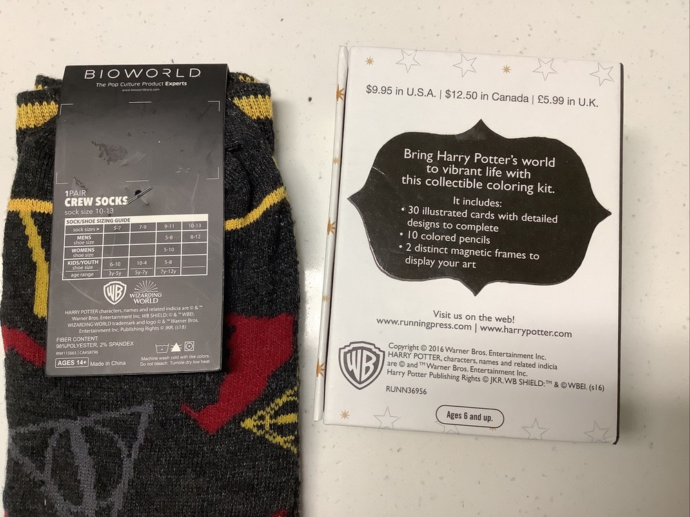 Harry Potter Socks and Coloring Kit NWT