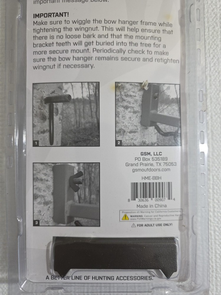 HME Better Tree Stand Bow Hanger with Accessory Hooks and Mounting Screws