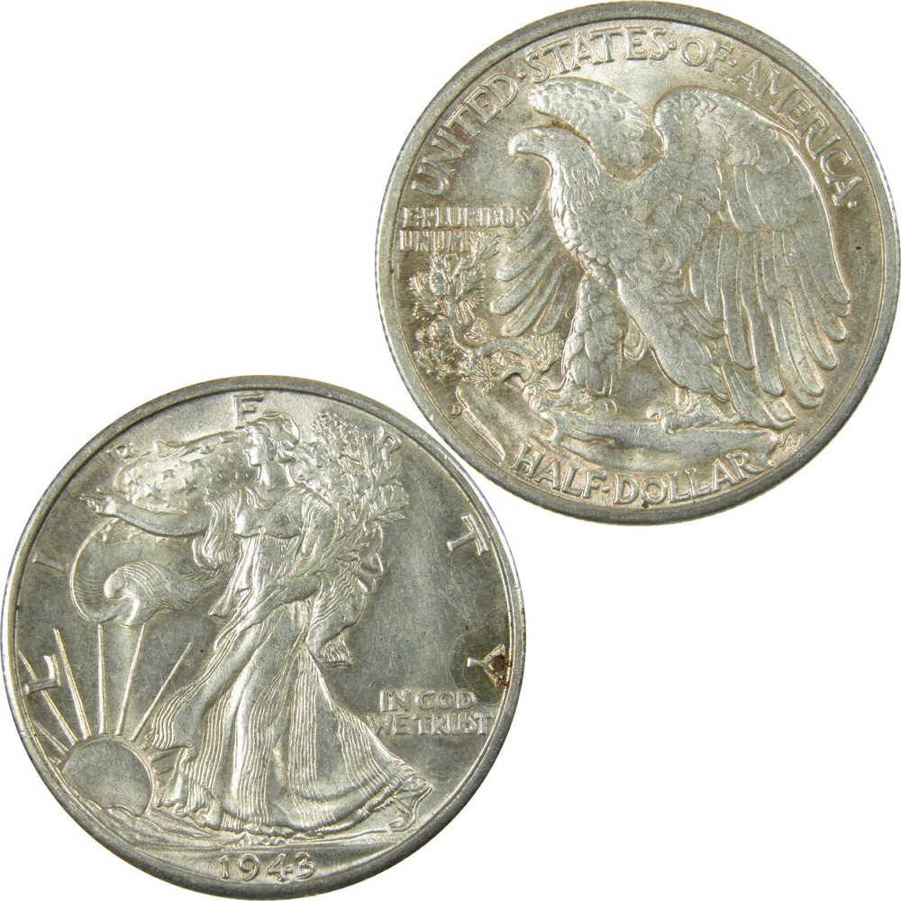 1943 D Liberty Walking Silver Half Dollar Borderline Uncirculated