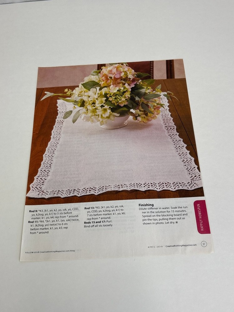 Simple Lace Table Runner Knitting Pattern Magazine Pages
