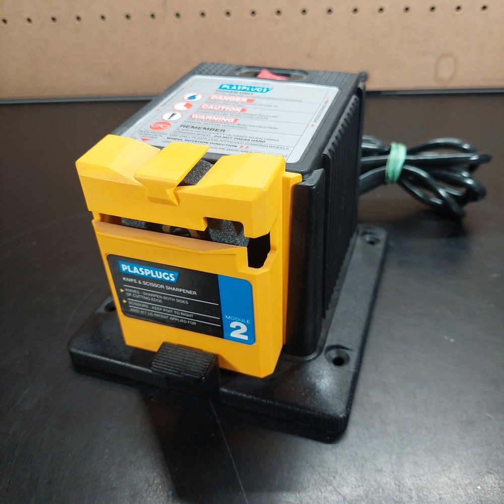 Plasplugs Sharpener Unit w/ Knife Scissor Sharpener Module DCS407 Tested Working