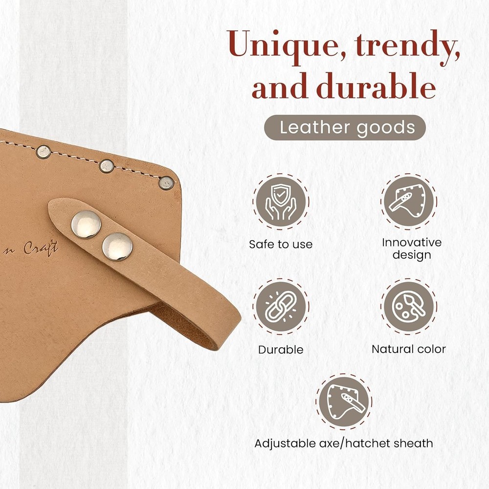 Heavy Duty Leather Axe Sheath with Snap Closure