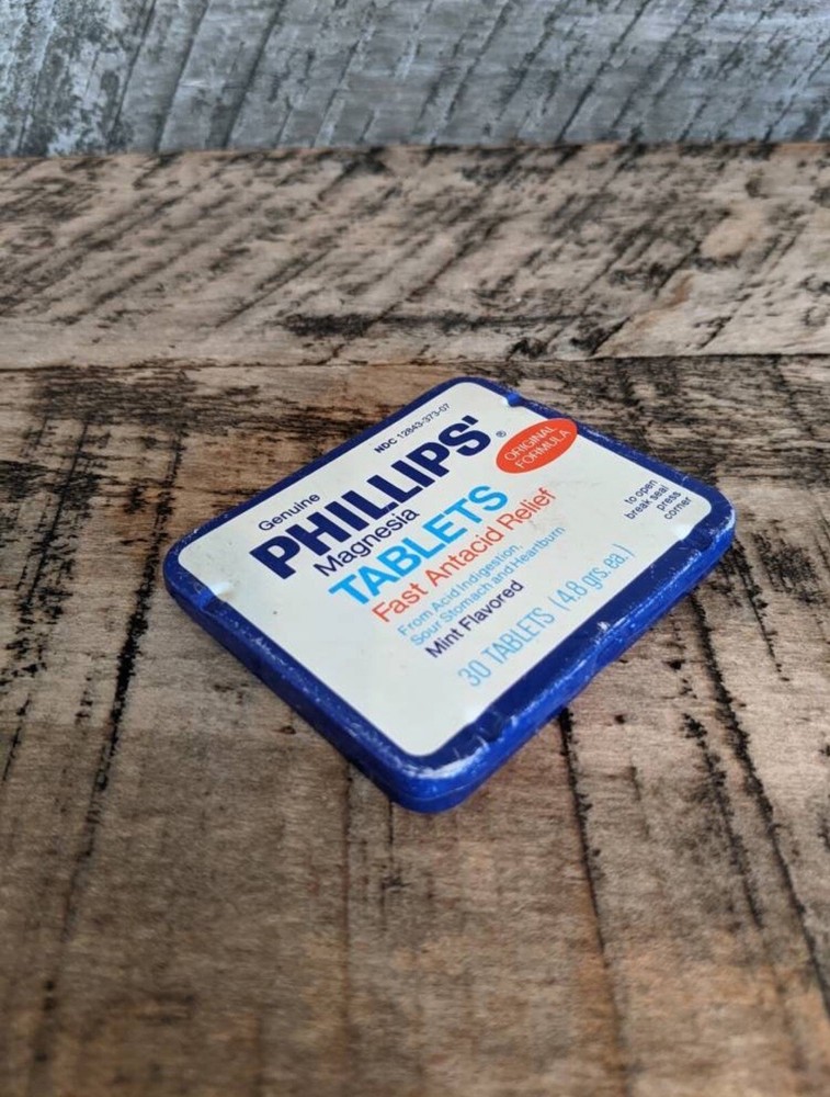 Vintage Phillips Magnesia Tablets Tin Container.