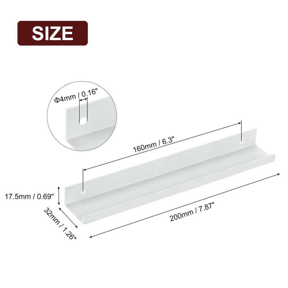 Cabinet Edge Finger Pull, 6pcs 200mm / 7.87" Hidden Cabinet Pulls, White