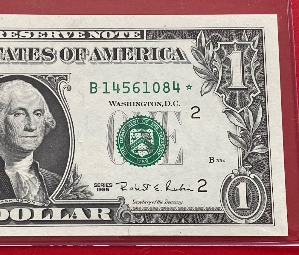 1995  STAR NOTE $1 Dollar Bill ( NEW YORK B ) UNCIRCULATED
