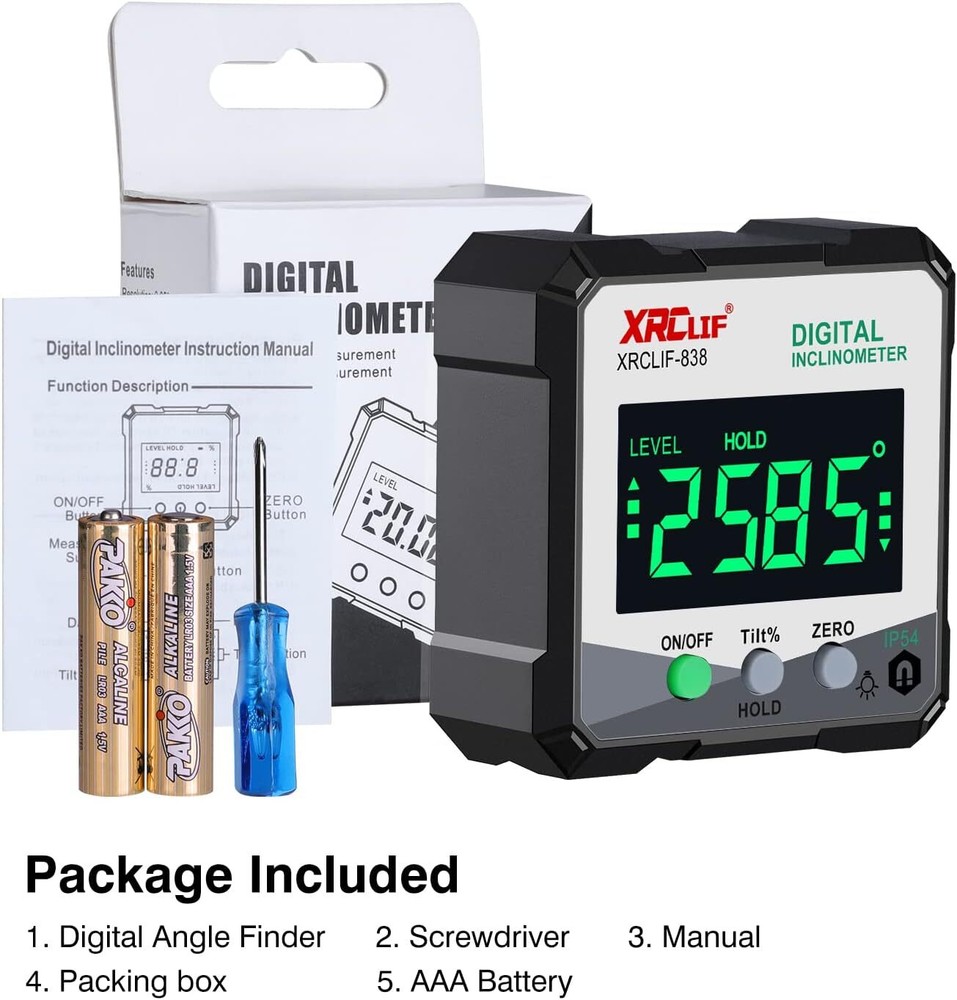 Digital Angle Gauge Meter, Magnetic Base Level Box Angle Finder Protractor Be...