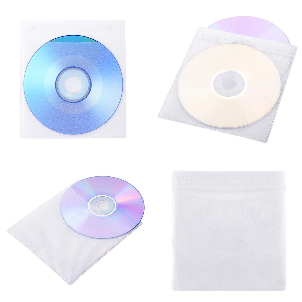 600PCS CD DVD Sleeves Premium CD Double-Sided Refill Plastic Sleeve for CD an...
