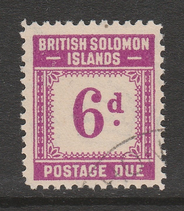 BRITISH SOLOMON ISLANDS 1940 6d PURPLE SG D6 FINE USED.