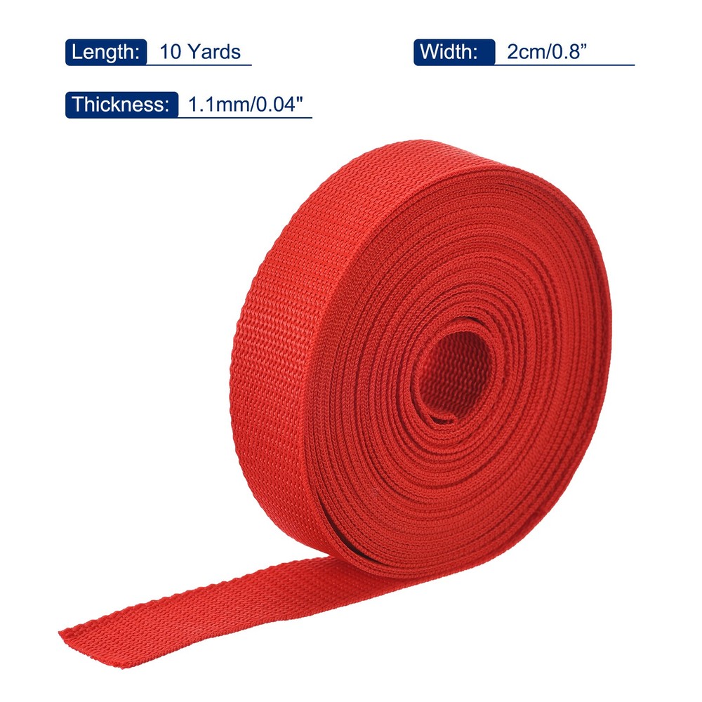 Lightweight Polypropylene Webbing Strap 0.8" 10 Yard Backpack Red
