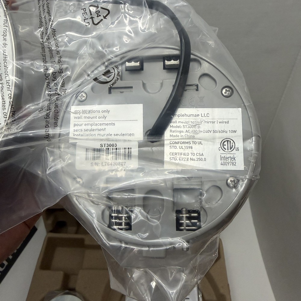 Simplehuman ST3003 Wall Mount Sensor Mirror Tru-Lux LED 5x NEW Open Box