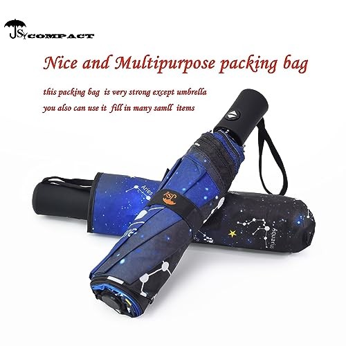 Travel Umbrella Windproof Automatic Umbrellas Small Compact blue constellation