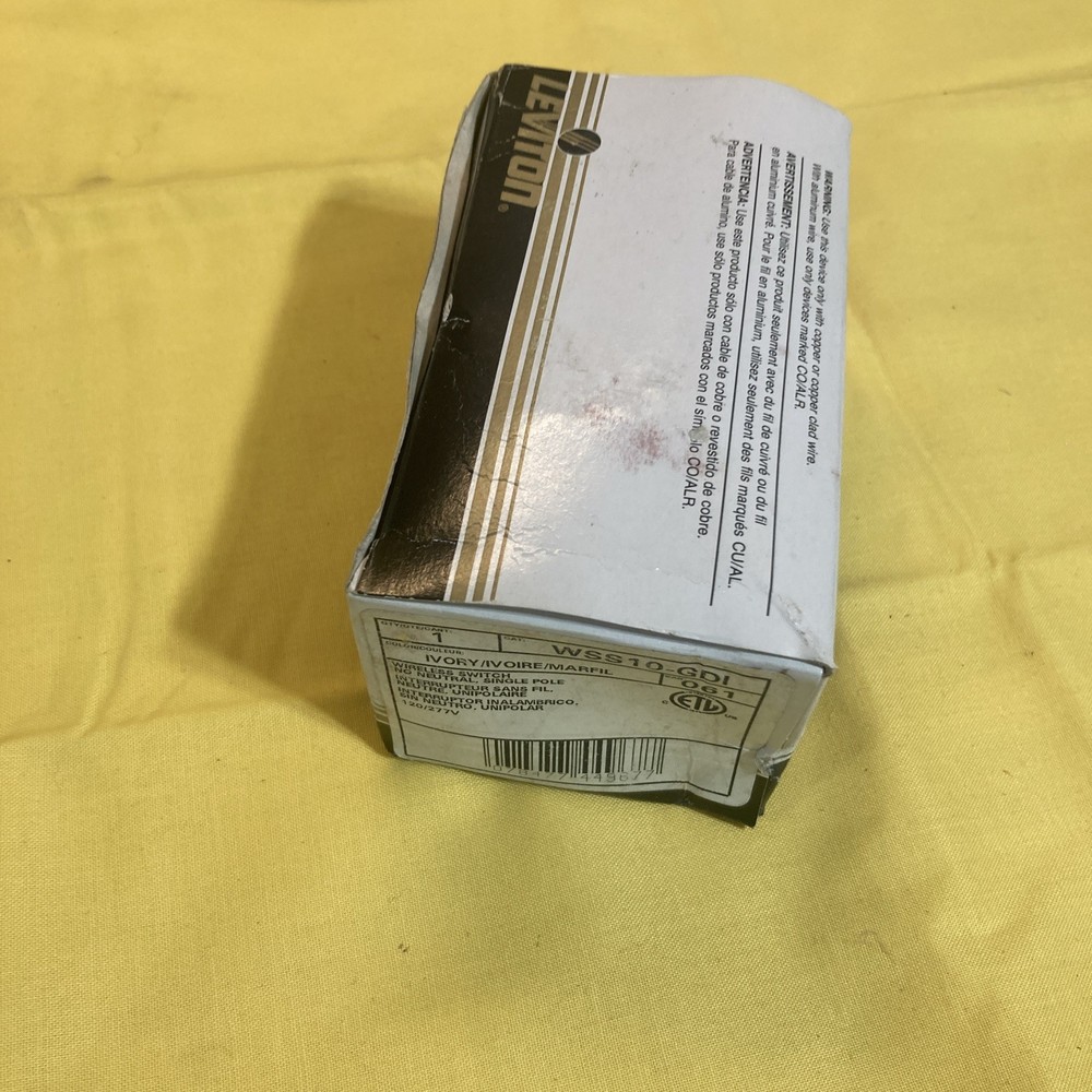 LEVITON Wireless Wall Switch Receiver WSS10-GDI Ivory Self-Powered Control