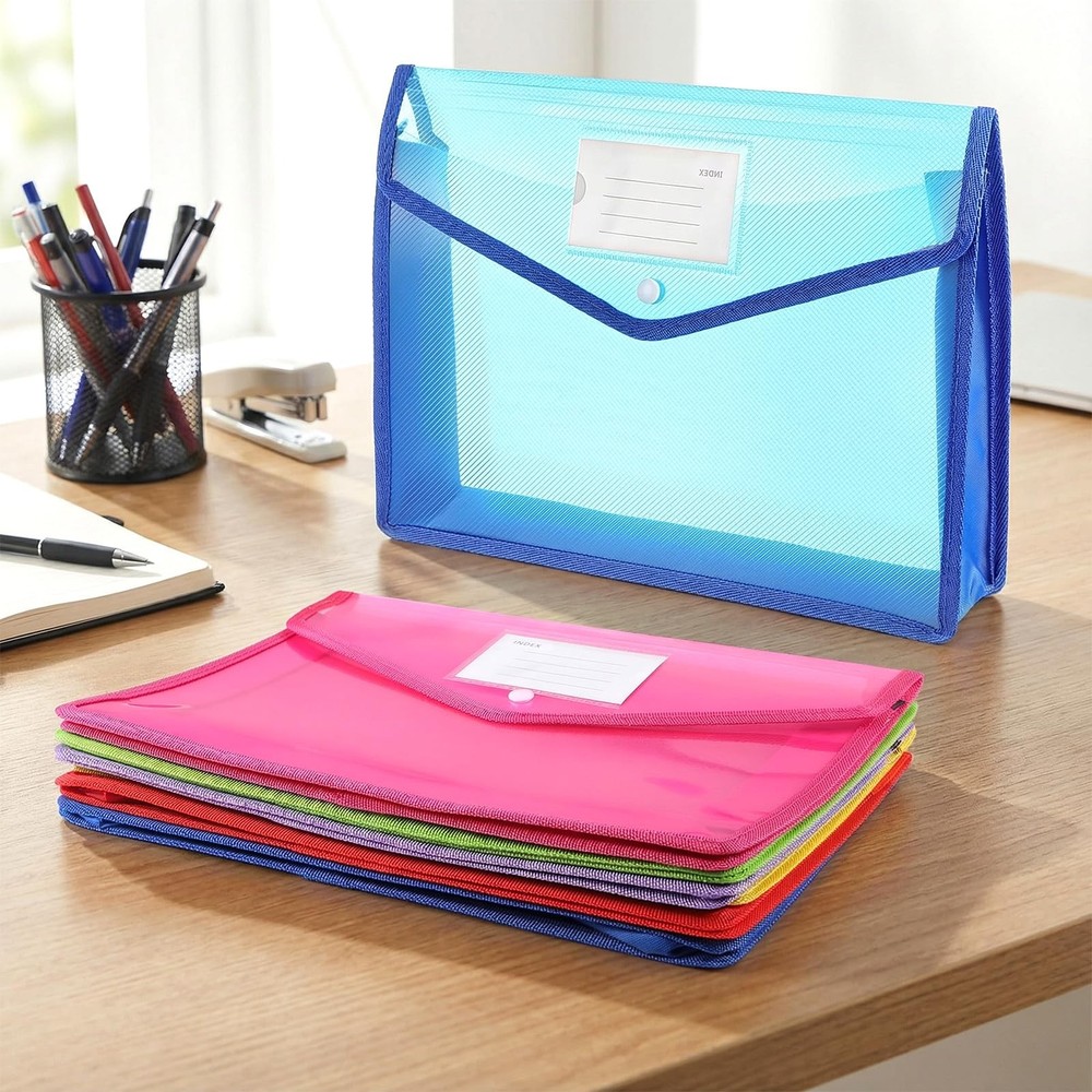 12 Pcs Plastic Expanding File Folder, Folders for Documents with Snap Closure...