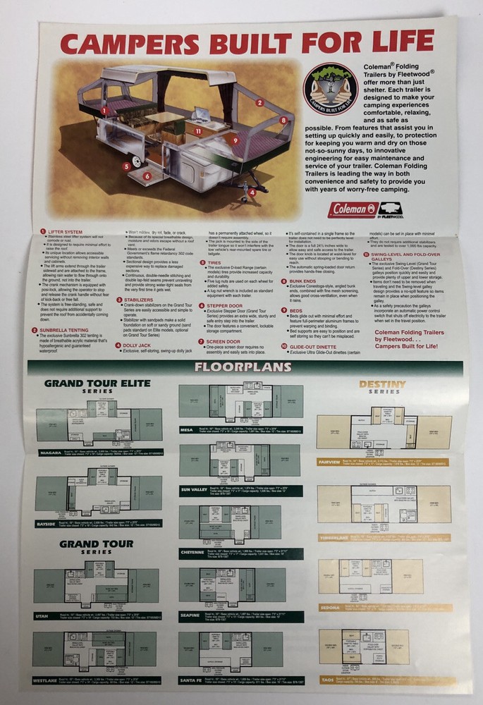 2000 Coleman Camper Guide To Folding Trailers Brochure