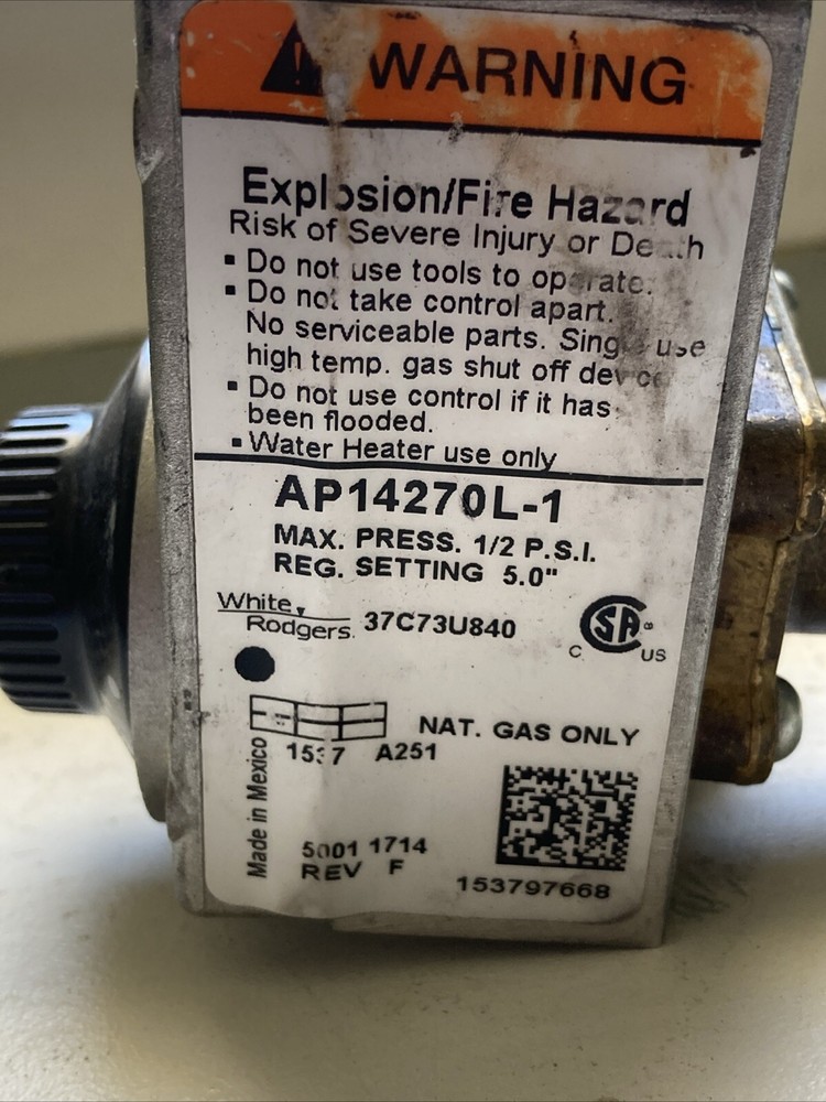 Ap14270L – 1 Natural Gas Control Valve White Roger’s