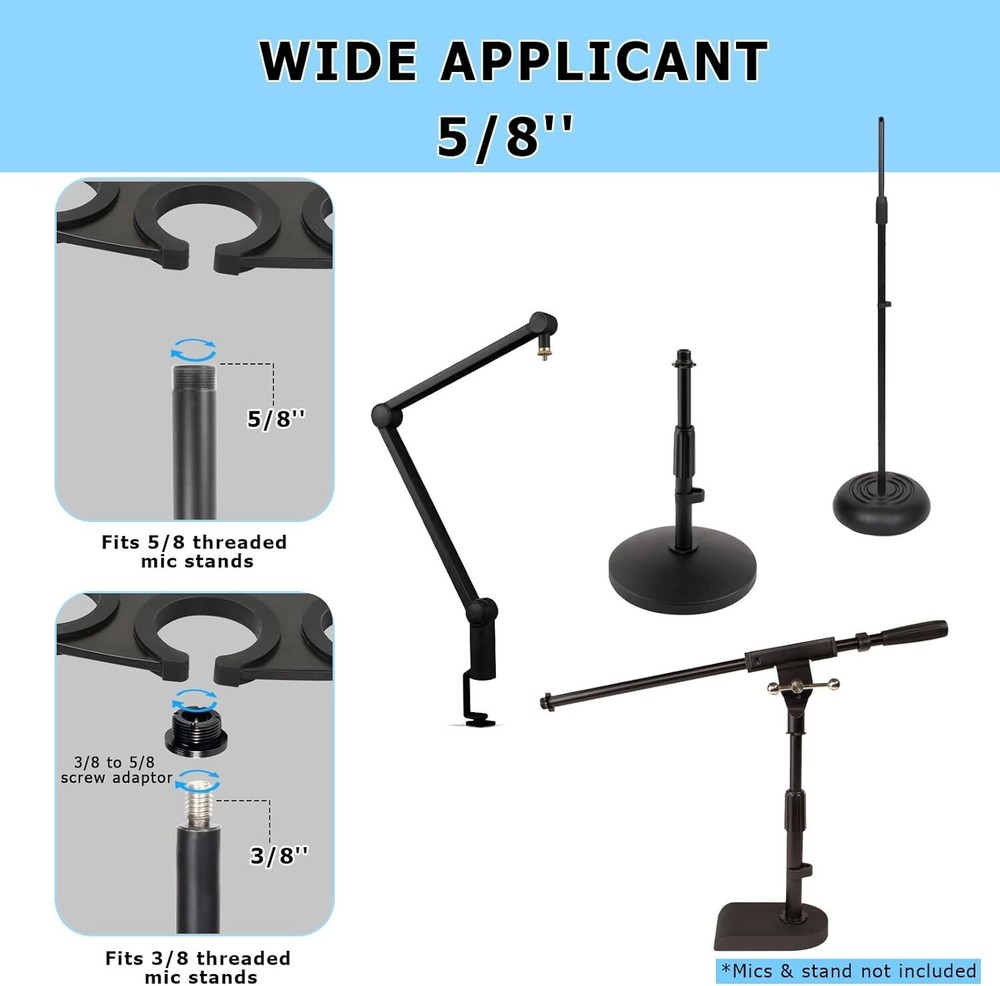 "Microphone Holder Multi Mic Holder for Wired and Wireless Mics Multiple Micro..