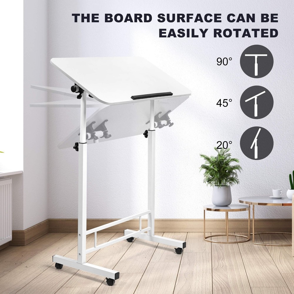 Small Standing Desk Adjustable Height,Rolling Computer Desk,Mobile Standing D...