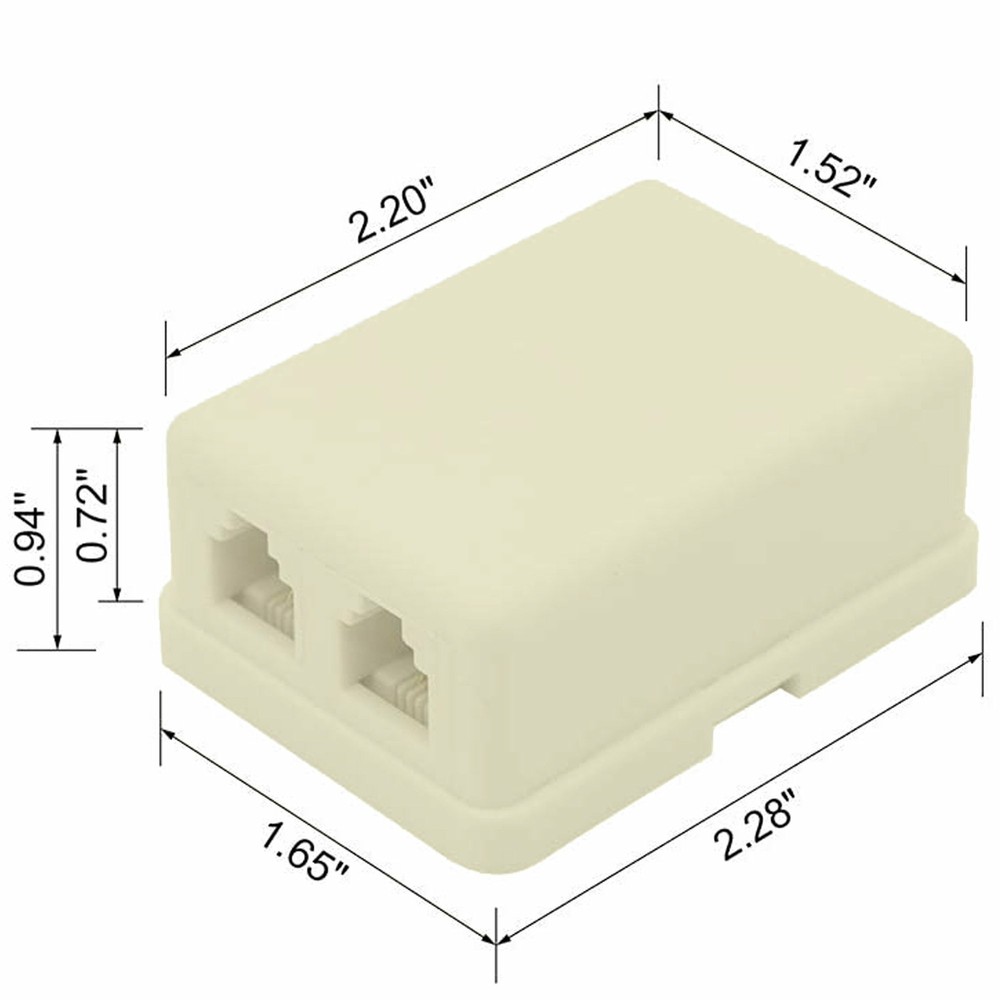 5-Pack Wall Surface Mount Dual Telephone Jack 4 Conductor Modular (Ivory)