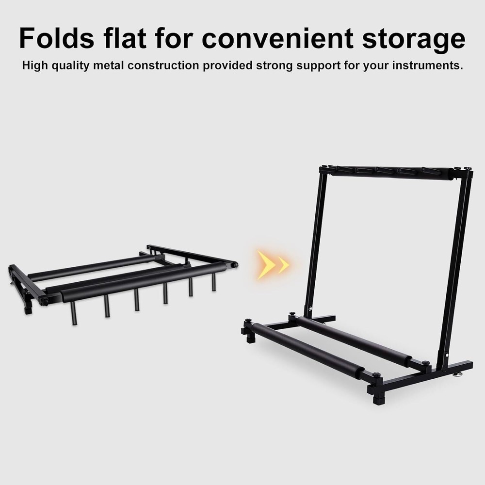 5 Multi Guitar Stand Rack with Folding Design, Multiple 5 Guitars, black