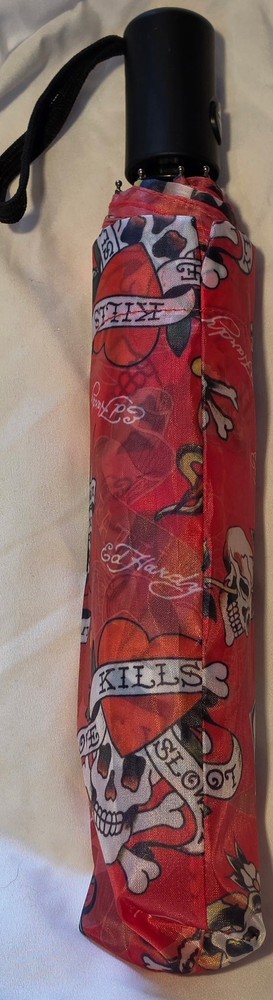 Ed Hardy Red & Pink Skull compact Umbrella