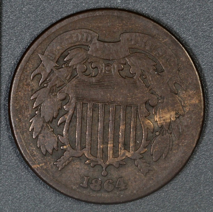 1864 Two Cent Piece 2¢ - VG Very Good dbkjB