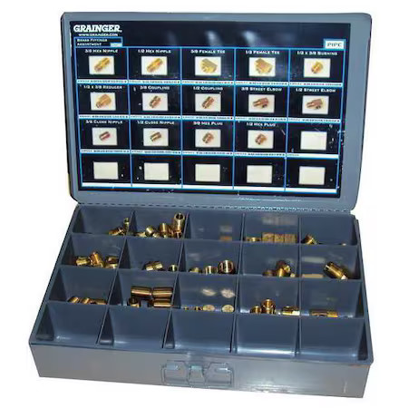 Brass Pipe Fitting Kit, Npt, Assorted Pipe Size, 6Azf7