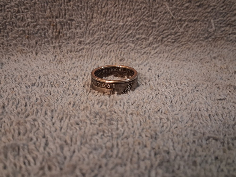 1994 Washington Quarters, coin ring, size 7