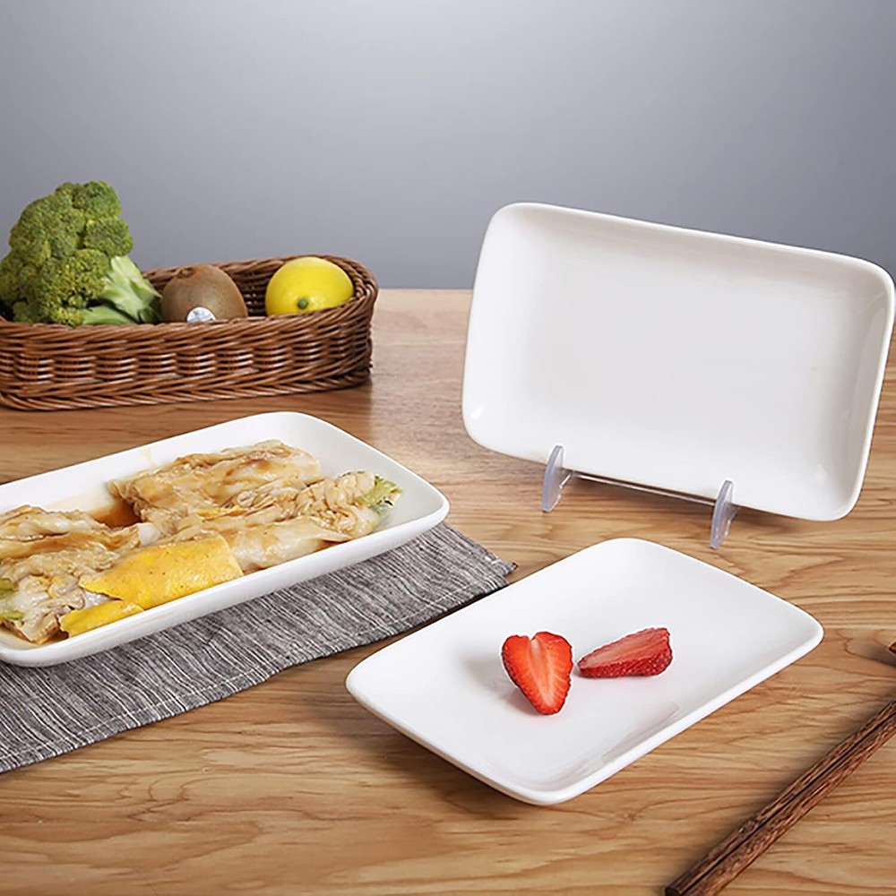 8-Piece Set of 8-Inch Rectangular Ceramic Plates Salad Plates