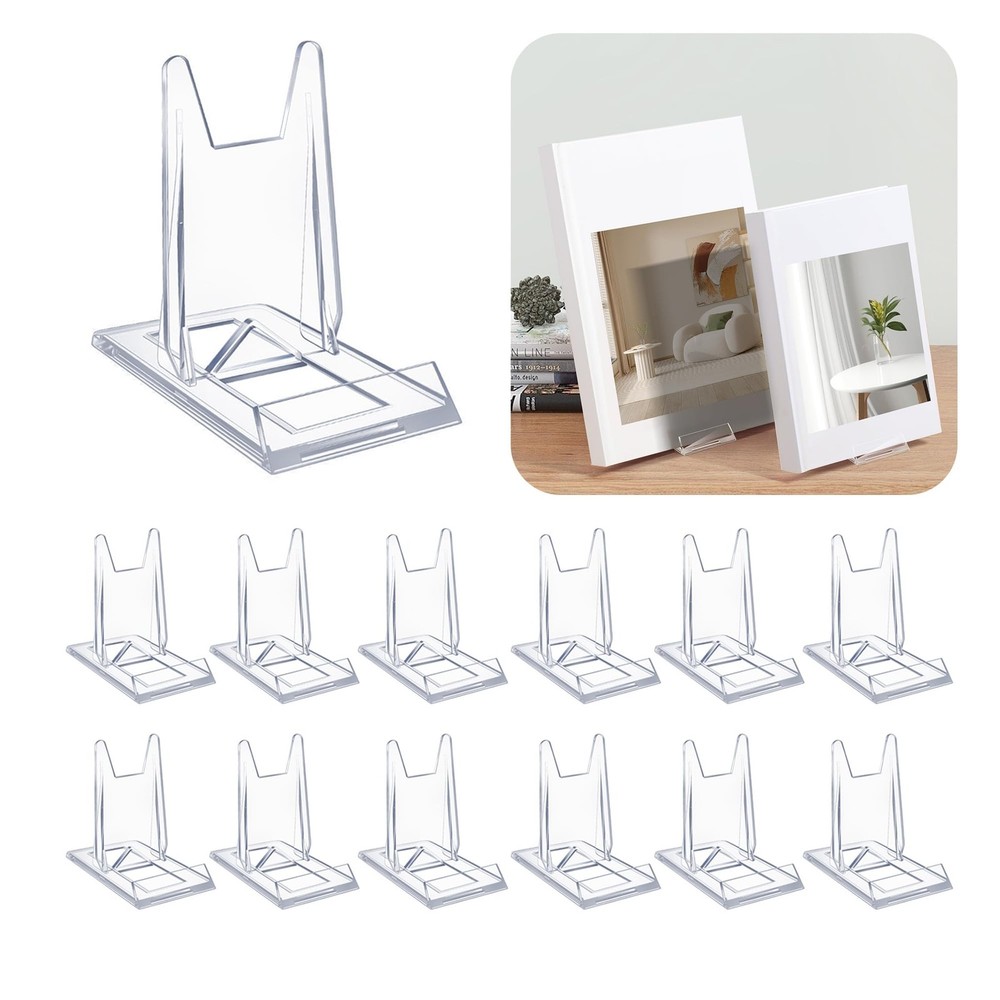12 Pack Clear Acrylic Adjustable Desktop Book Stand & Display Easel for Table...