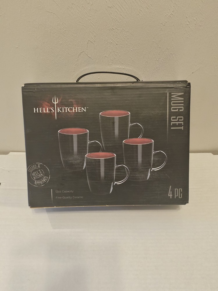 Hell Kitchen 12 Piece Set - 4 Dinner Plate - 4 Dessert Plate - 4 Mugs