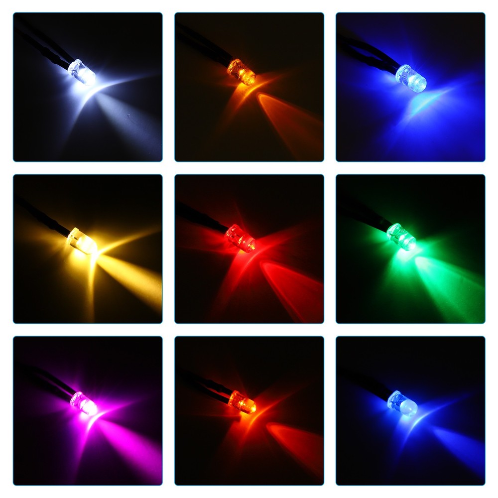 3mm LED Diode Light, 40 Pcs 9-12V DC, Pure White Light