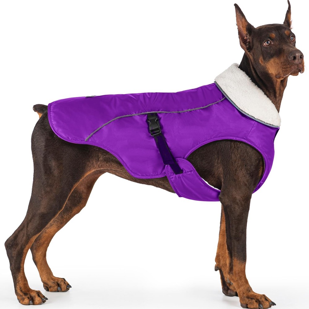 EMUST Dog Jacket Winter, Cozy Windproof for Cold Medium, Purple